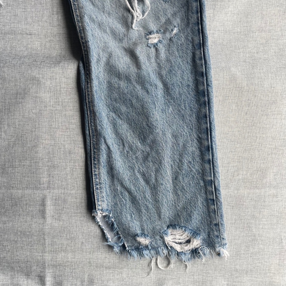 Free People Distressed High Waisted Straight Leg Jeans Womens Size 28 Blue - Picture 3 of 15